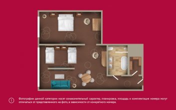 Номер Executive Suite с двуспальной кроватью, двумя односпальными кроватями и диваном-кроватью: Фотография 6